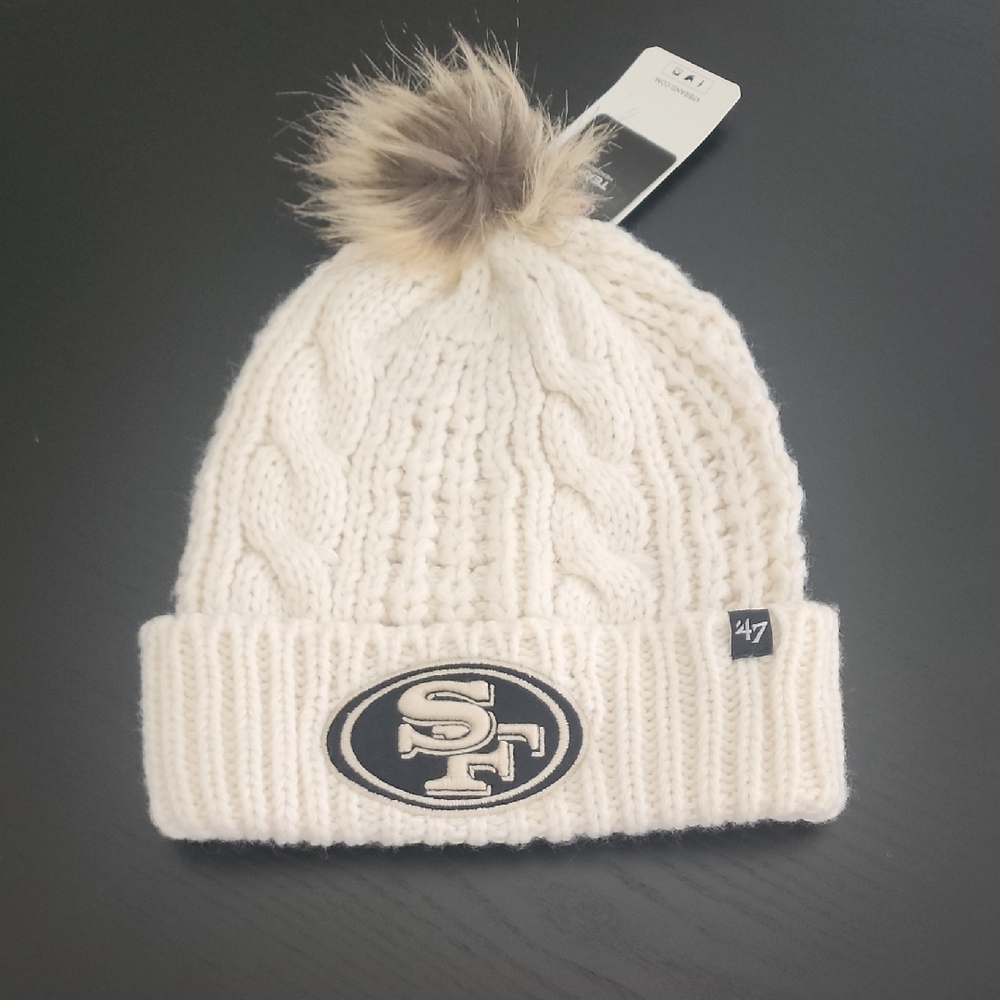 NFL Cream and Brown Knit Hat with Pom